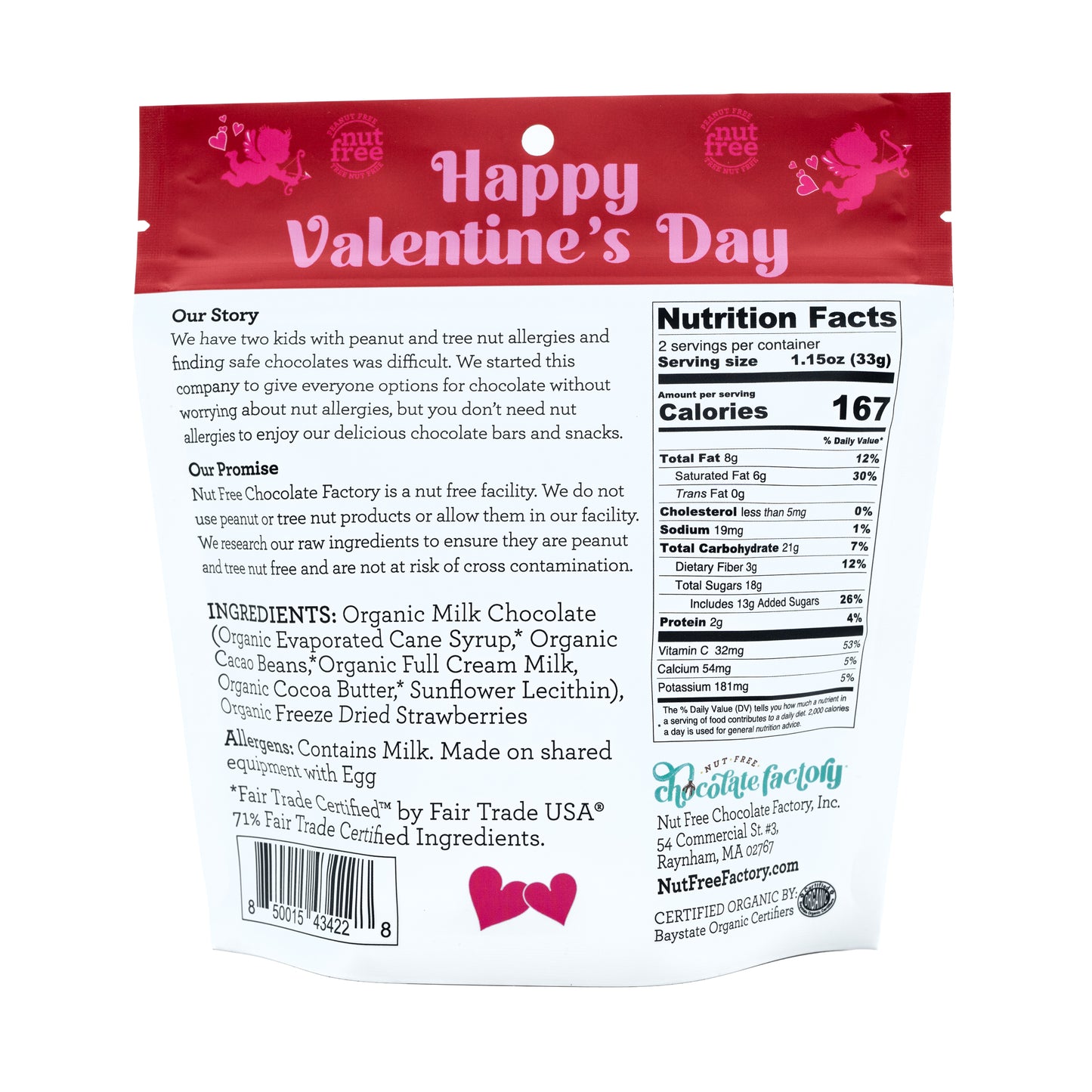 Organic Milk Chocolate Covered Freeze Dried Strawberries - Vday