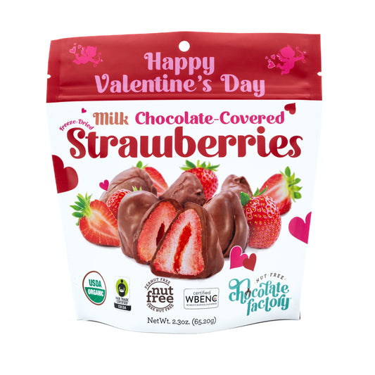 Organic Milk Chocolate Covered Freeze Dried Strawberries - Vday